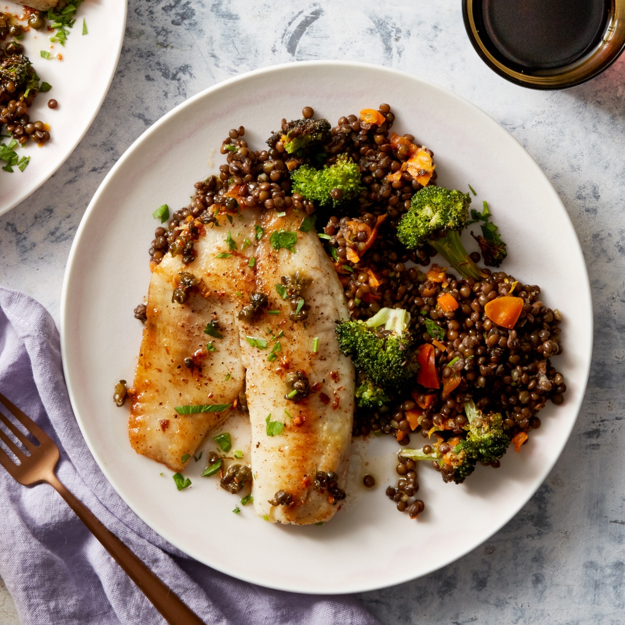 Tilapia & Black Lentil Salad